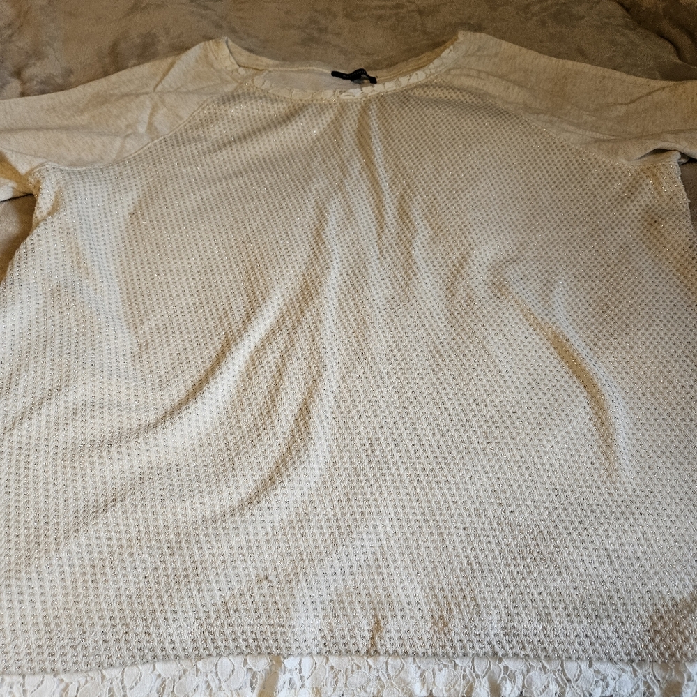 Shimmer Sweatshirt with Lace Trim 3X